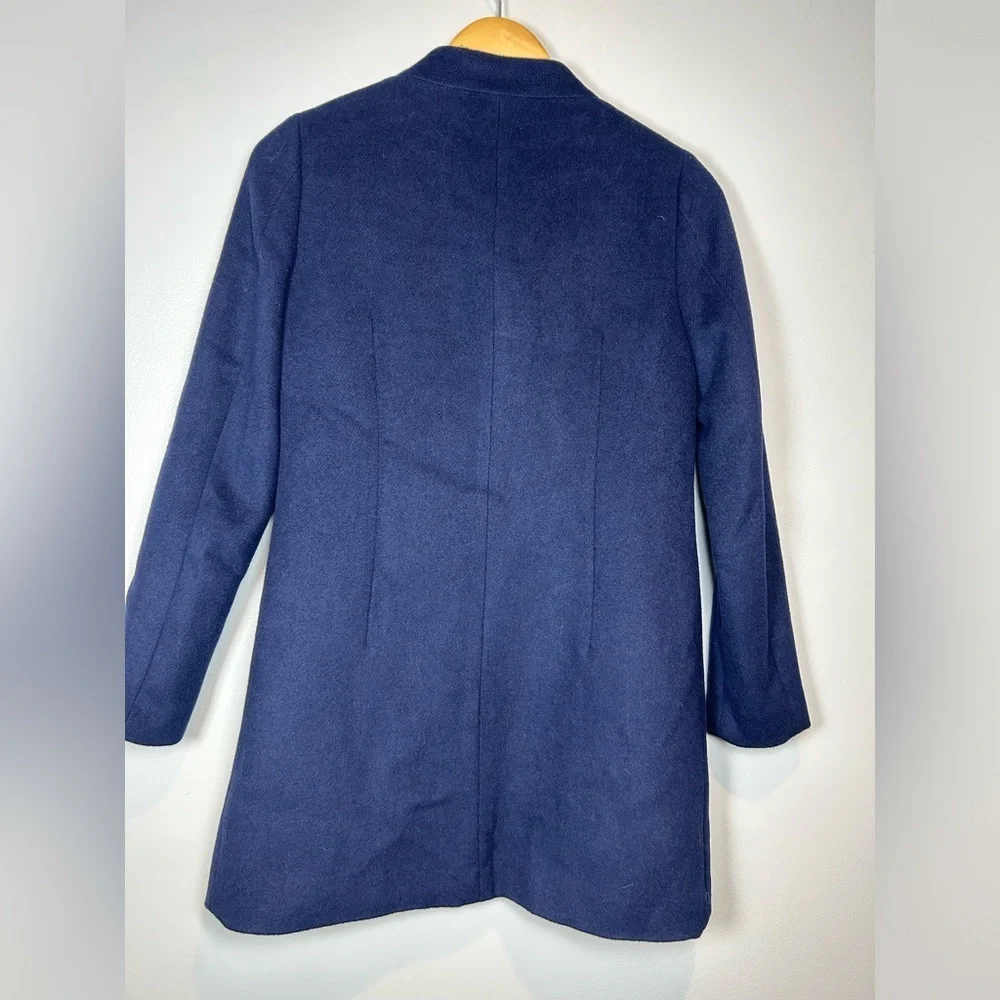 J. Crew Classic Navy Wool-blend Bow-front coat - Picture 3 of 11